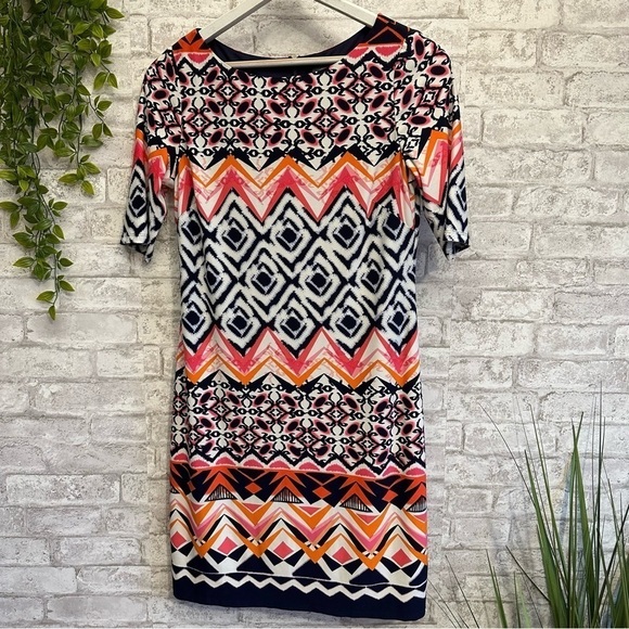 VINCE Camuto Tunic‎ Dress women’s 8 print pattern bright colorful - Picture 1 of 7